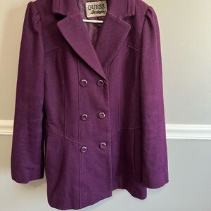 GUESS Women's Rich Purple Pea Coat